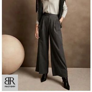 Wide leg button tab flannel dress pants